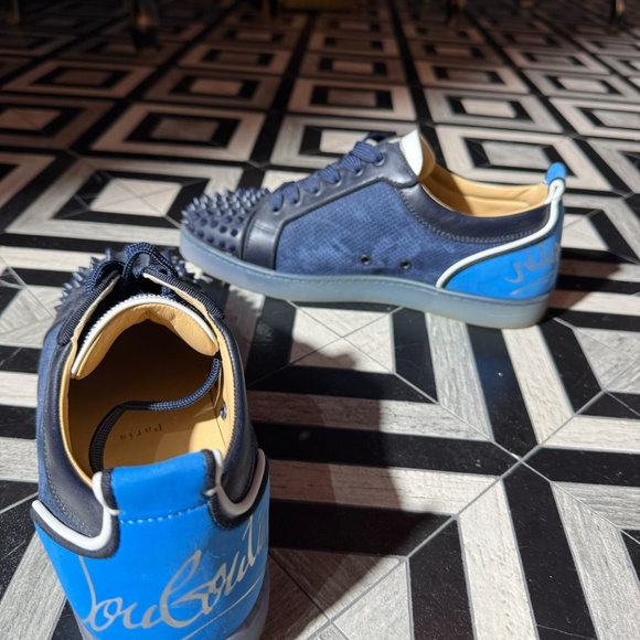 Authentic Louboutin‎ Fun Louis Junior Spikes Navy Suede Sneakers 8.5 - Picture 4 of 11